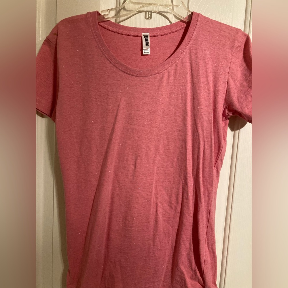 Pennant Sportswear Ladies Pink Fitted Tee with Silver Glitter